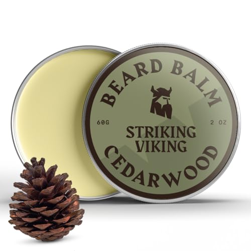 Striking Viking Beard Balm - Nourishes & Softens, Natural Ingredients - Cedar Scent, 2 Oz