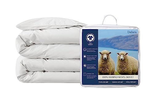 Delara Twin Wool Duvet Cover & Sham Set - GOTS & OEKO-TEX Certified, 300 GSM Merino Wool