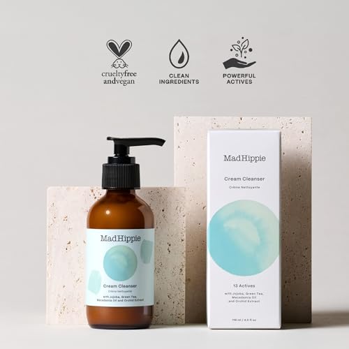 Mad Hippie Cream Cleanser - Hydrating with Jojoba Oil & Green Tea, Gentle for Dry Skin - 4 Fl Oz