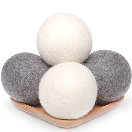 Kingta Wool Dryer Balls - Organic Natural Softener, Reduces Wrinkles & Drying Time - 4 Pack XL