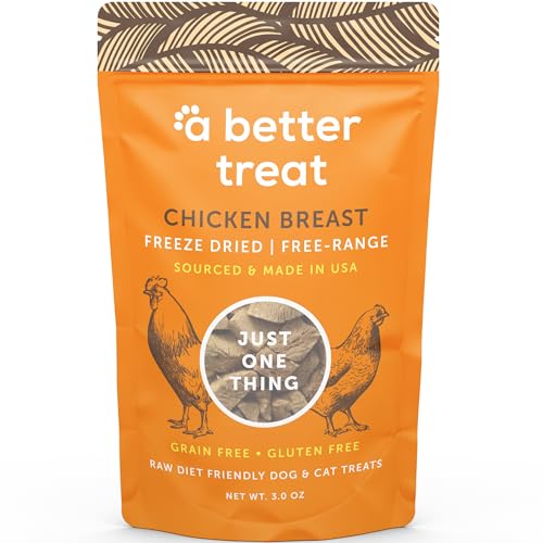 A Better Treat Freeze Dried Chicken Breast Dog Treats - High Protein, Grain & Gluten Free - 3oz