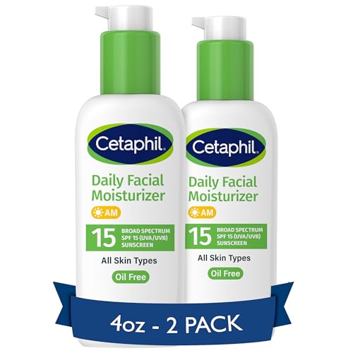 CETAPHIL Daily Facial Moisturizer SPF 15 - Hydrates & Protects Sensitive Skin, 4 Fl Oz, Pack of 2