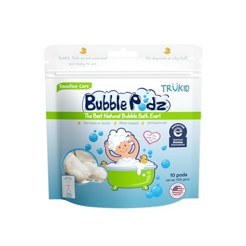 TruKid Bubble Podz Bath - Gentle for Sensitive Skin, NEA-Accepted for Eczema - 10 Pods