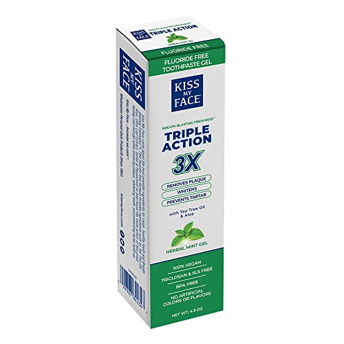 Kiss My Face Herbal Mint Toothpaste - Plaque Remover, Tartar Preventer, Whitening - 4.5 oz