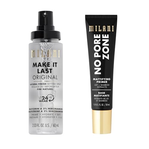 Milani Make It Last Setting Spray & No Pore Zone Primer - Long-Lasting, Vegan, 3-in-1 - 3.38oz