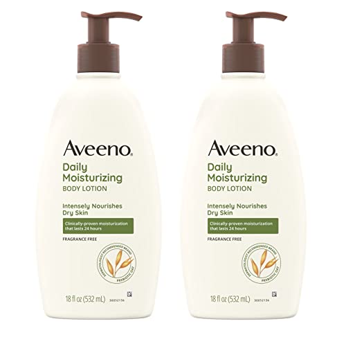 Aveeno Body Lotion - Nourishes Dry Skin with Prebiotic Oat, Fragrance-Free - 2 x 18 oz