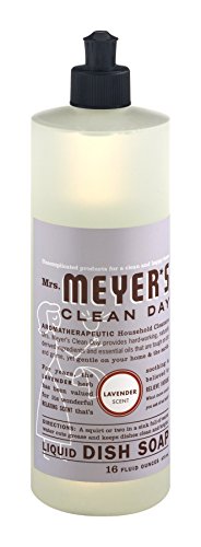 Mrs. Meyer's Liquid Dish Soap - Cuts Grease, Cruelty-Free, Biodegradable, Lavender - 16oz, Pack of 6