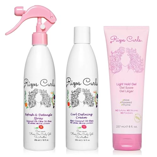 Rizos Curls Hair Care Set - Define, Refresh & Detangle Curls, Frizz Control - 3 Products