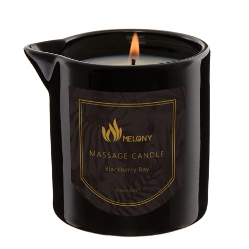 MELONY Massage Oil Candle - Deep Hydration, 100% Natural Ingredients, Blackberry & Bay - 8.1oz