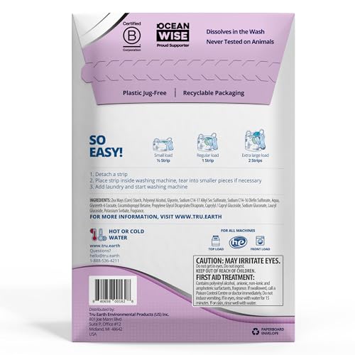 Tru Earth Platinum Laundry Detergent Sheets - Heavy Duty Cleaning, Lilac Breeze - 64 Sheets