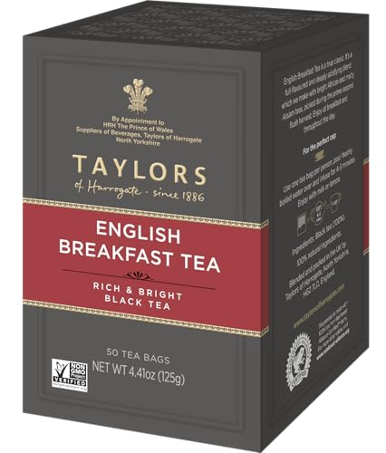 Taylors of Harrogate English Breakfast Tea - Full-Bodied Flavor, Carbon Neutral Certified - 50 Bags