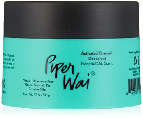 PiperWai Natural Deodorant - Odor Protection, Vegan, Aluminum-Free, Activated Charcoal - 50g