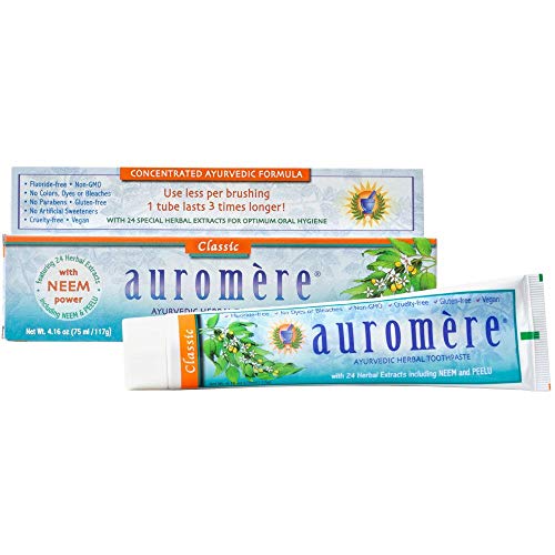 Auromere Ayurvedic Toothpaste - Natural Licorice Flavor, Vegan, Fluoride-Free - 4.16oz