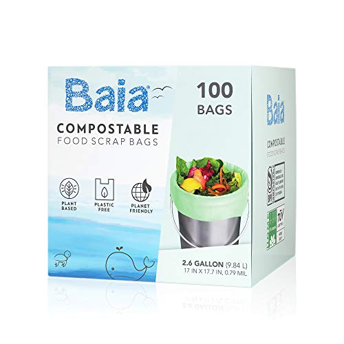 Baia Compost Bag - Certified Compostable, Durable & Thick, Perfect for Kitchen Waste - 100 Ct