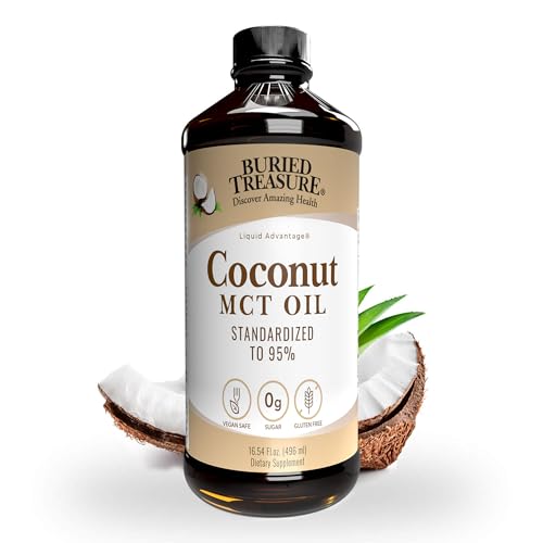 Buried Treasure MCT Coconut Oil - Boosts Brain Function, Pure & Cold Pressed - 16.54 Fl Oz