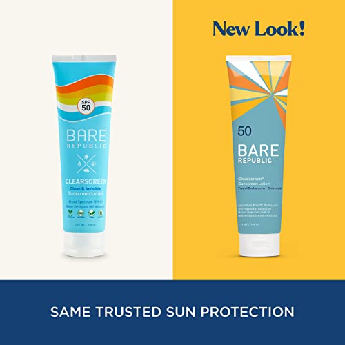 Bare Republic Clearscreen Sunscreen SPF 50 - Water Resistant, Invisible Finish - 5 Fl Oz