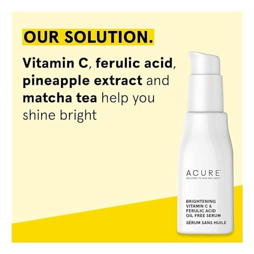 ACURE Face Serum - Brightening with Vitamin C, Ferulic Acid & Pineapple Extract - 1 fl oz