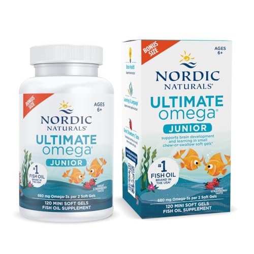 Nordic Naturals Omega-3 Mini Soft Gels - 680mg Omega-3s for Brain Health & Learning - 120ct