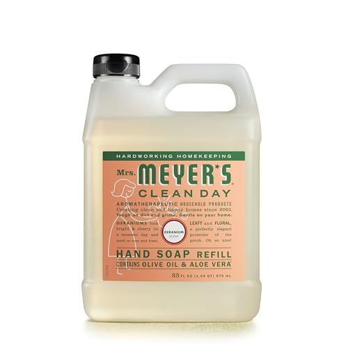 Mrs. Meyer's Clean Day Hand Soap Refill - Geranium Scent, Essential Oils, Biodegradable - 33 fl. oz