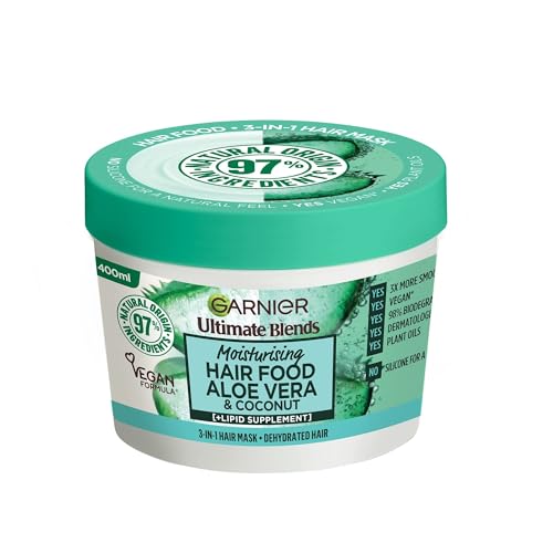 Garnier Hair Food Mask - 8x Hydration, Vegan Aloe Vera Formula, No Silicones - 400ml