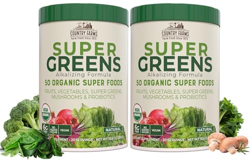 COUNTRY FARMS Superfood Drink Mix - Boosts Energy & Immunity, 50 Organic Ingredients - 40 Servings