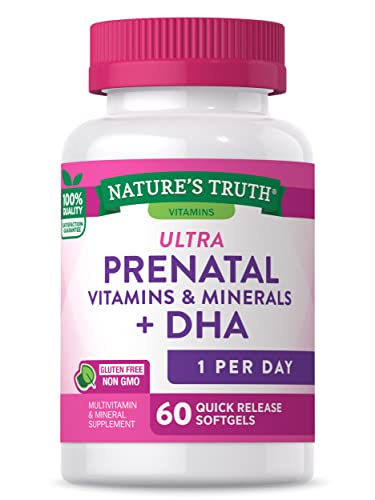 Nature's Truth Prenatal Vitamin - Essential DHA & Folic Acid, Non-GMO, Gluten-Free - 60 Softgels