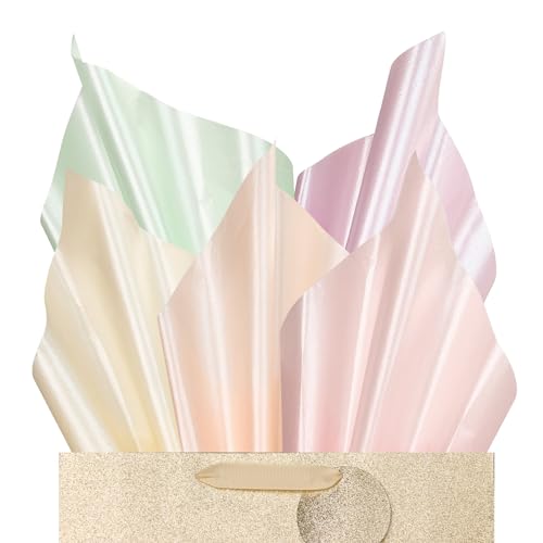PAPER FAIR Gift Tissue Paper - Vibrant Pearl Colors, Recyclable, 100 Sheets, 20x14in