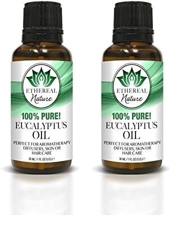 Ethereal Nature Eucalyptus Essential Oil - Promotes Relaxation, Boosts Energy - 1oz (Pack of 2)