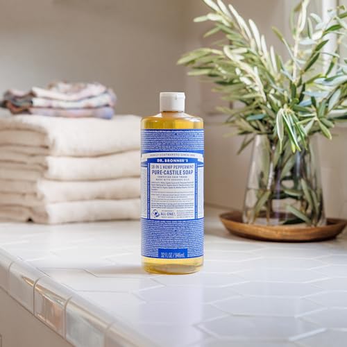 Dr. Bronner's Pure-Castile Liquid Soap - Organic Oils, Vegan, Multi-Use, 25oz (Peppermint)