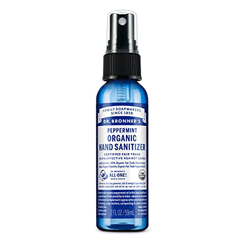 Dr. Bronner's Organic Hand Sanitizer Spray - Cleans & Moisturizes, No Harsh Chemicals - 2oz