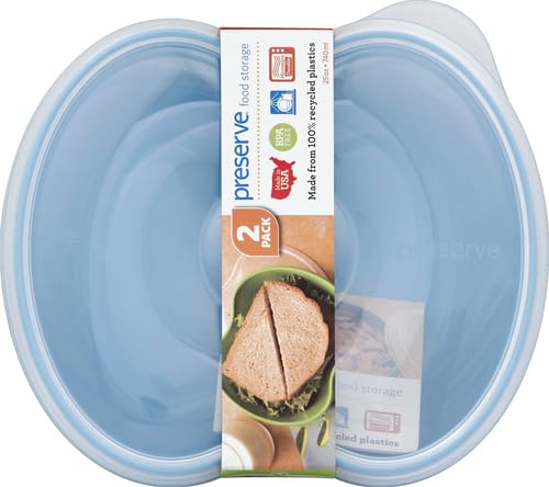 Preserve Food Storage Container - 25.5oz, 100% Recycled Plastic, BPA-Free, Set of 2, Aqua Blue