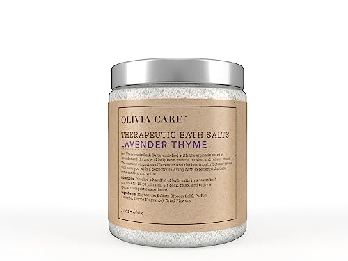 Olivia Care Epsom Bath Salts - Relieve Stress, Relax Muscles, Lavender Thyme - 21oz