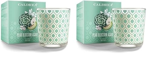 Caldrea Scented Candle - Essential Oils, 45 Hour Burn, Pear Blossom Agave - 8.1 Oz (Pack of 2)