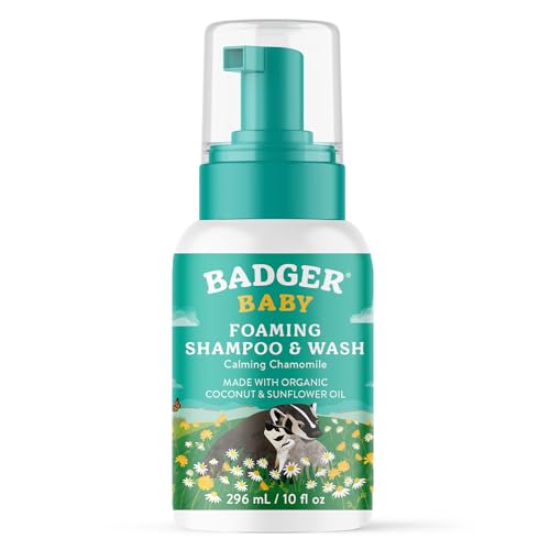 Badger Baby Shampoo - Calming Chamomile, Organic, Gentle for Newborns & Toddlers - 10 fl oz