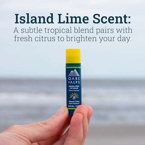 Oars + Alps Lip Balm - Hydrating SPF 18, Moisturizing, Island Lime Scent - 0.15 Oz Each, 3 Pack