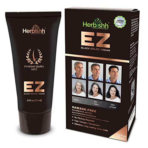 Herbishh Hair Color Cream - Long-Lasting Gray Coverage, Argan Oil Infused - 3.5oz