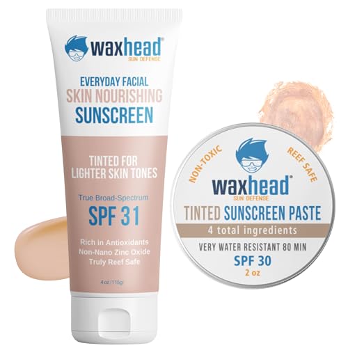 Waxhead Tinted Face Sunscreen - Organic, Non-Comedogenic, Zinc Oxide Protection - 3oz