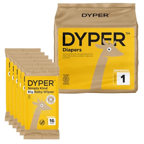 DYPER Viscose from Bamboo Baby Diapers - Soft, Absorbent & Hypoallergenic - 36 Diapers, 96 Wipes