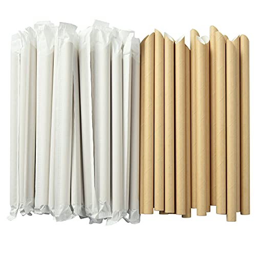 ALINK Pointed Paper Boba Straws - Durable, Food Safe, Biodegradable, 12mm Jumbo - Pack of 50