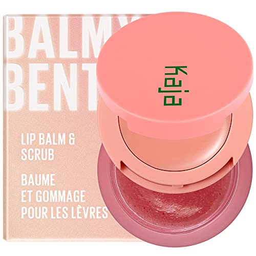 Kaja Lip Care Gift Set - Moisturizing Balm & Strawberry Scrub, Vegan, Travel Size - 0.4 Oz