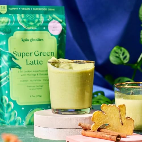 Kola Goodies Super Green Latte - Supports Mental Clarity, No Sugar, Vegan - 18 Servings