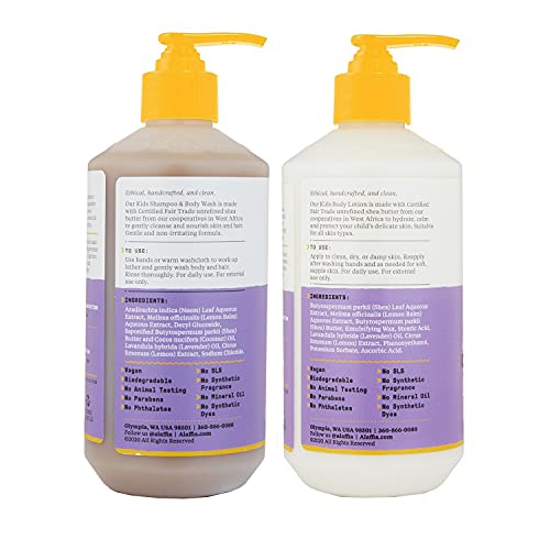 Alaffia Kids Shampoo & Body Wash Set - Nourishing, Natural Lemon Lavender - 16oz Each