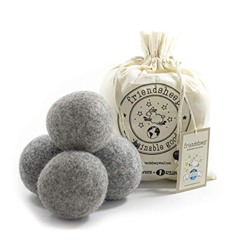 Friendsheep Wool Dryer Balls - Hypoallergenic, Reduces Wrinkles, Handmade in Nepal - 4 Pack