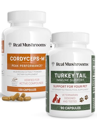 Real Mushrooms Cordyceps & Turkey Tail Bundle - Energy, Immunity, Vegan - 120ct & 90ct