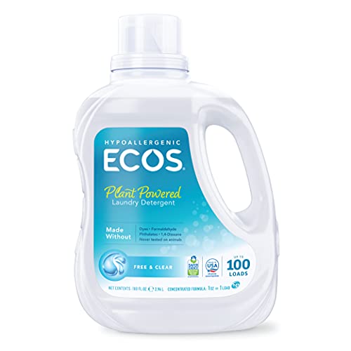 ECOS® Laundry Detergent - Hypoallergenic, Plant-Derived Cleaners, 100 Loads - 100oz Bottle