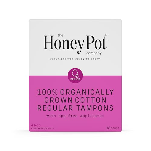 The Honey Pot Company Feminine Care Set - Organic Cotton Tampons, Bio Plastic Applicator - 18 Count