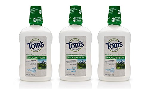 Tom's of Maine Mouthwash - Long Lasting Fresh Breath, Natural Ingredients - Cool Mint, 16oz, 3 Pack