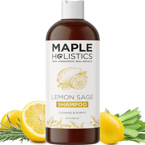 Maple Holistics Clarifying Shampoo - Deep Cleansing for Oily Hair, Lemon Sage & Rosemary - 16oz