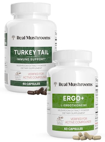 Real Mushrooms Mushroom Supplement Bundle - Immune Support & Longevity, Vegan - 60ct & 90ct