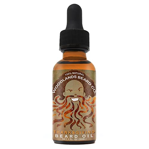 Woodlands Beard Co. Thanksgiving Beard Oil - Nourishing Jojoba & Almond, Spiced Aroma - 1oz